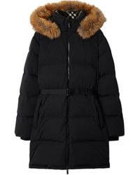 Burberry - Belted Waist Hooded Puffer Coat - Lyst