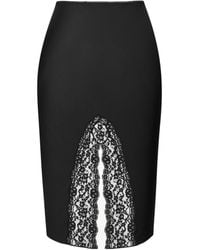 Saint Laurent - Split Slip Lace Skirt - Lyst