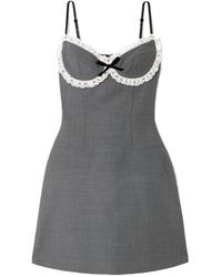 ShuShu/Tong - Lace And Velvet-Trimmed Twill Mini Dress - Lyst