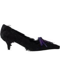 Prada - Feather-Embellished Satin Pumps - Lyst
