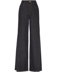 Brunello Cucinelli - Contrast Stitch Wide-Leg Jeans - Lyst