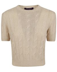 Ralph Lauren - Short-Sleeve Cable Knitted Top - Lyst