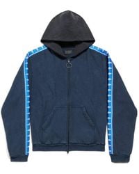 Balenciaga - Stripe Patched Hooded Zip-Up Hoodie - Lyst