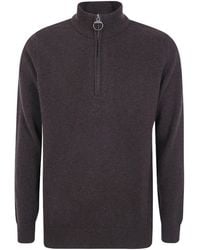 Barbour - Holden Tartan-Patch Half-Zip Sweater - Lyst