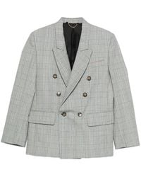 Victoria Beckham - Check Wool Double-Breasted Tailored Jacket - Lyst
