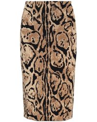 Stella McCartney - Animal Print Jacquard Midi Skirt - Lyst