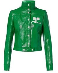 Courreges - Logo Vinyl Cropped Jacket - Lyst