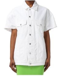 Michael Kors - Michael Oversized Frayed Denim Jacket - Lyst