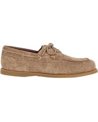 Etro - Printed Suede Boat Shoes - Lyst