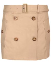 Burberry - Belted-Waist Mini Skirt - Lyst