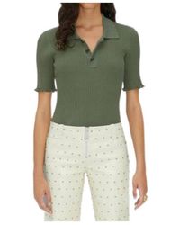 Bottega Veneta - Ribbed-Knit Polo Top - Lyst