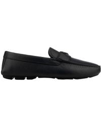 Prada - Logo Leather Loafers - Lyst