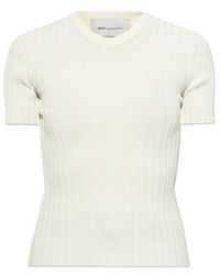 Ami Paris - Ami Ribbed Short-Sleeve Knitted Top - Lyst