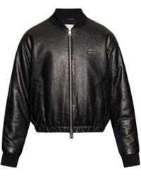 Ami Paris - Logo-Plaque Zipped Leather Jacket - Lyst