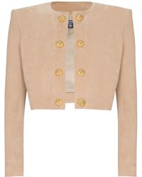 Balmain - Button Detailed Cropped Jacket - Lyst