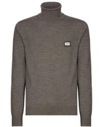 Dolce & Gabbana - Logo Engraved Roll-Neck Jumper - Lyst