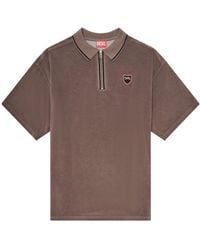 DIESEL - Chenille Polo Shirt With Shield Patch - Lyst