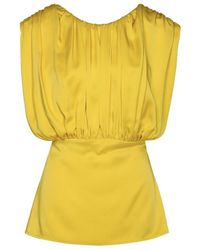 Jil Sander - Gathered V-Back Satin Top - Lyst