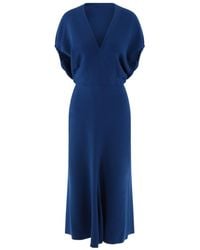 Victoria Beckham - Short-Sleeved V-Neck Midi Dress - Lyst
