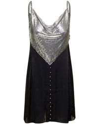 Rabanne - Chainmail Panelled Cowl-Neck Mini Dress - Lyst