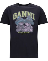 Ganni - Teddy Mushrooms Graphic T-Shirt - Lyst