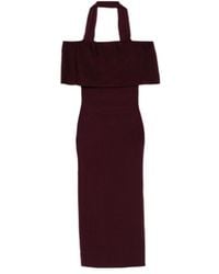 Roland Mouret - Scarf Detailed Off-The-Shoulder Knit Dress - Lyst