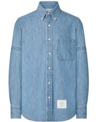 Thom Browne - Logo Patch Denim Shirt - Lyst