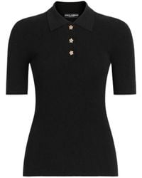 Dolce & Gabbana - Short-Sleeved Ribbed Polo Sweater - Lyst