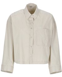 Peserico - Cropped Striped Shirt - Lyst
