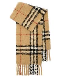 Burberry - Check Fringed Bouclé Scarf - Lyst
