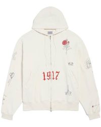 Balenciaga - Tattoo Oversized Zip-Up Hoodie - Lyst
