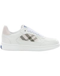 Burberry - Check Details Lace-Up Sneakers - Lyst