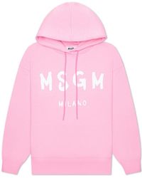 MSGM - Logo Printed Drawstring Hoodie - Lyst