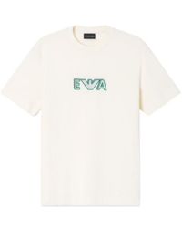 Emporio Armani - Heavy Jersey T-Shirt With Metal Logo Embroidery - Lyst