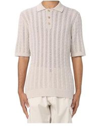 Eleventy - Cable-Knit Polo Shirt - Lyst