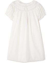 Doen - Lace-Trimmed Pintucked Organic Cotton-Voile Mini Dress - Lyst
