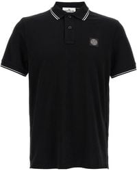 Stone Island - Logo Patch Buttoned Polo Shirt - Lyst