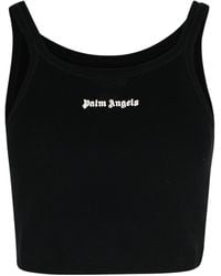 Palm Angels - Logo Embroidered Cropped Top - Lyst