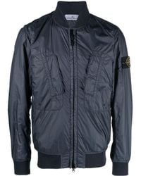 Stone Island - Logo-Patch Zip-Up Bomber Jacket - Lyst