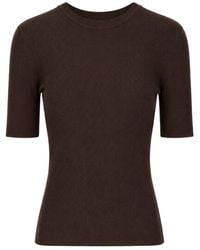 P.A.R.O.S.H. - Short Sleeve Ribbed Knitted Top - Lyst