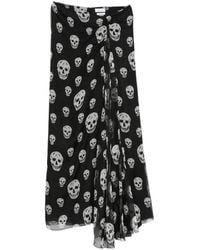 McQueen - Draped Skull Print Skirt - Lyst