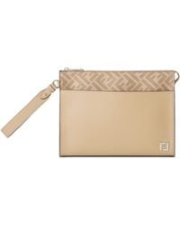 Fendi - Logo Plaque Zipped Clutch Bag - Lyst