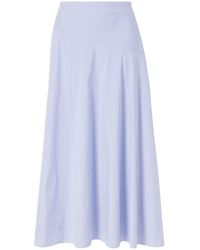 Theory - Gathered Striped Cotton-Blend Poplin Midi Skirt - Lyst