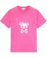 Ganni - Pattern-Printed Crewneck T-Shirt - Lyst