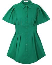 Jonathan Simkhai - Cleo Pleated Cotton-Blend Poplin Mini Dress - Lyst