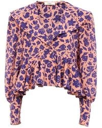 Chloé - Chloé V-Neck Ruffled Top - Lyst