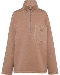 Prada - Turtleneck Cotton Fleece Blouson Jacket - Lyst