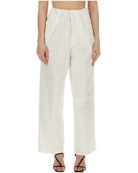 Victoria Beckham - Drawstring Straight Leg Trousers - Lyst