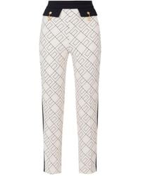 Elisabetta Franchi - Logo-Print Two-Colour Trousers - Lyst