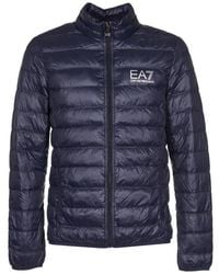 EA7 - Logo Printed Zipped Puffer Jacket - Lyst